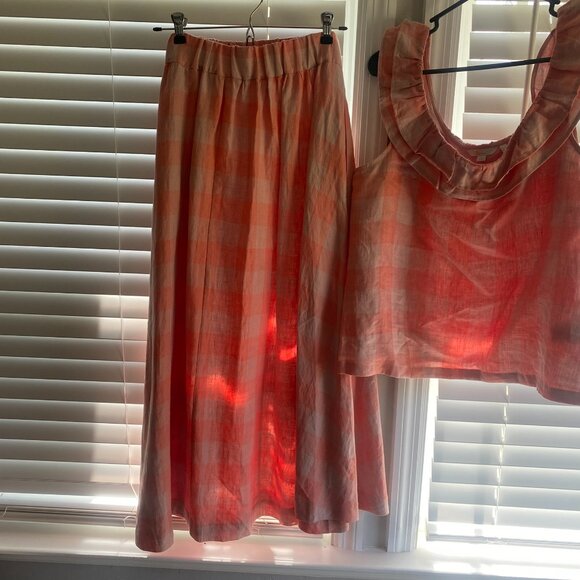 Boden Peach Gingham Matching Skirt and Top Set - Picture 5 of 11